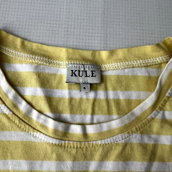 Kule Short Sleeve Tee Shirt Yellow White Women Size Small - Picture 7 of 9